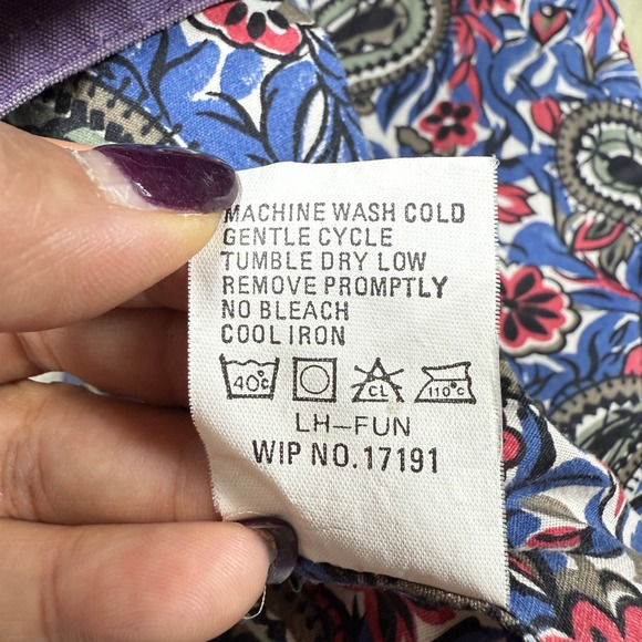 VTG Reversible Plum Utility Jacket Women's L Paisley Floral Lined Chore Coat 90s - Picture 5 of 12